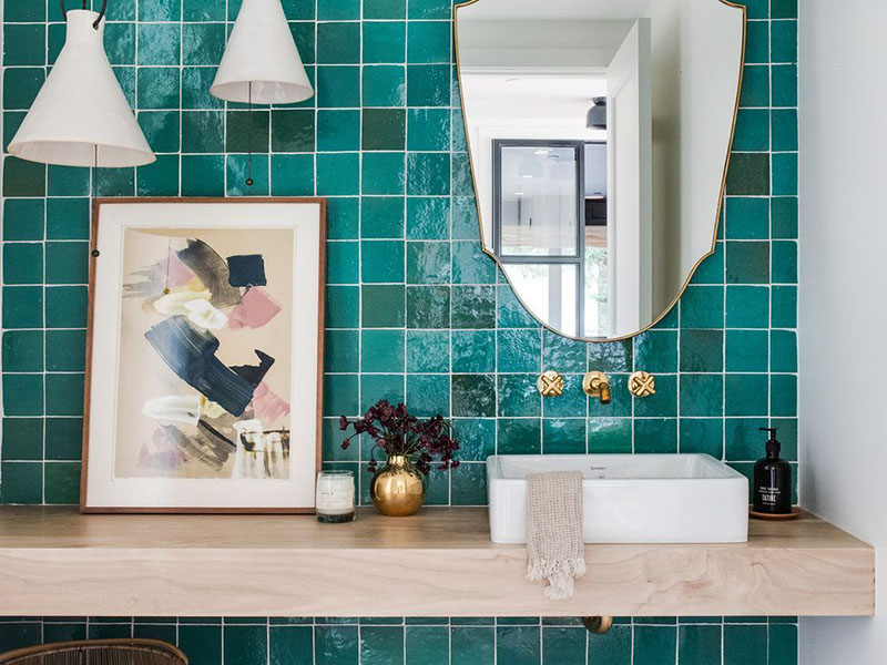 Sea Green Wall Tiles Bath Room