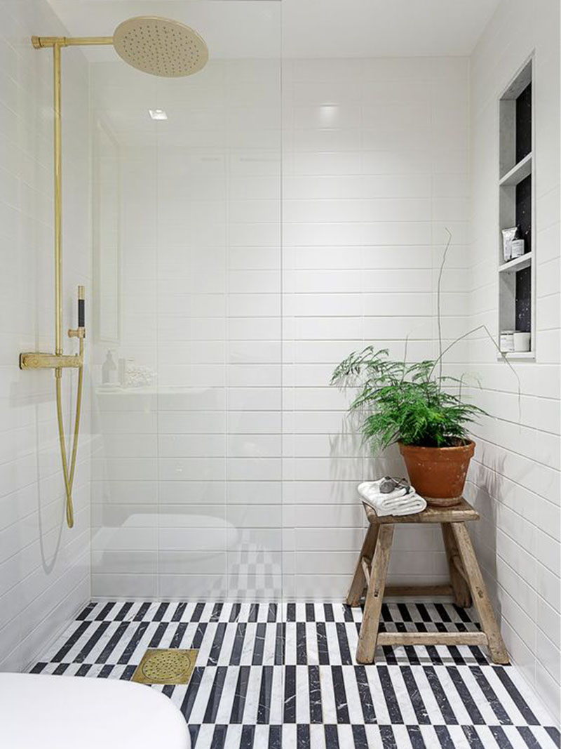 Striped Bathroom Floor Tiles