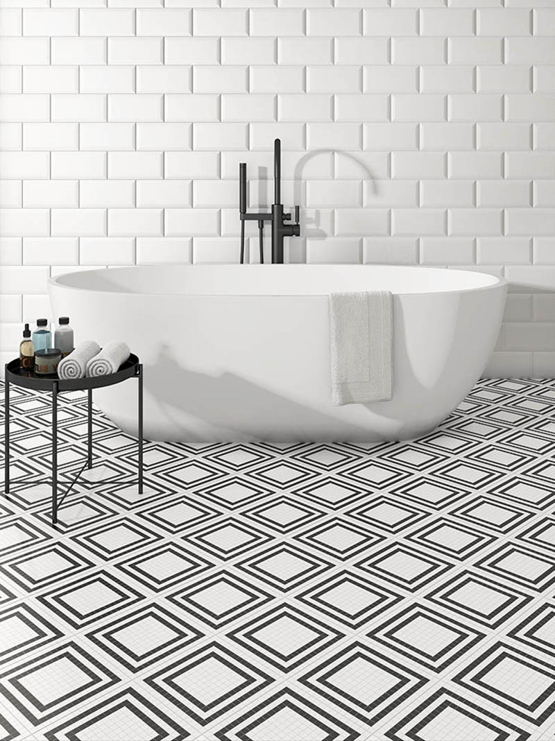 Tetra Grid Floor Bath Room Tiles