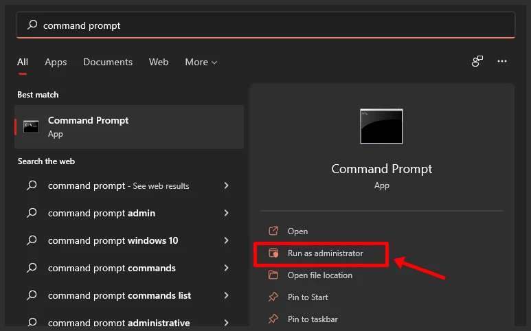 Open Command Prompt in Windows 11
