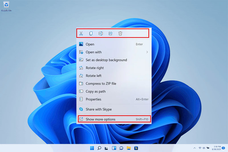 Right-Click features in Windows 11