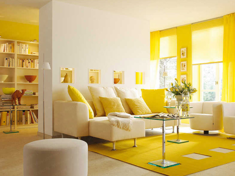 Beige And Yellow Living Room