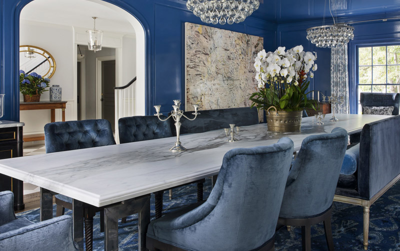 Blue And Neutral Dining Room