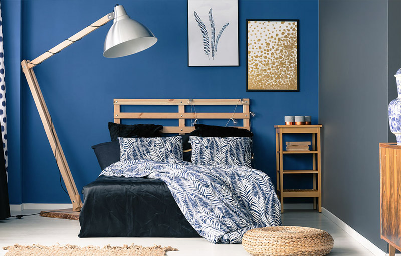 Blue And Grey Two Colour Combination For Bedroom Walls