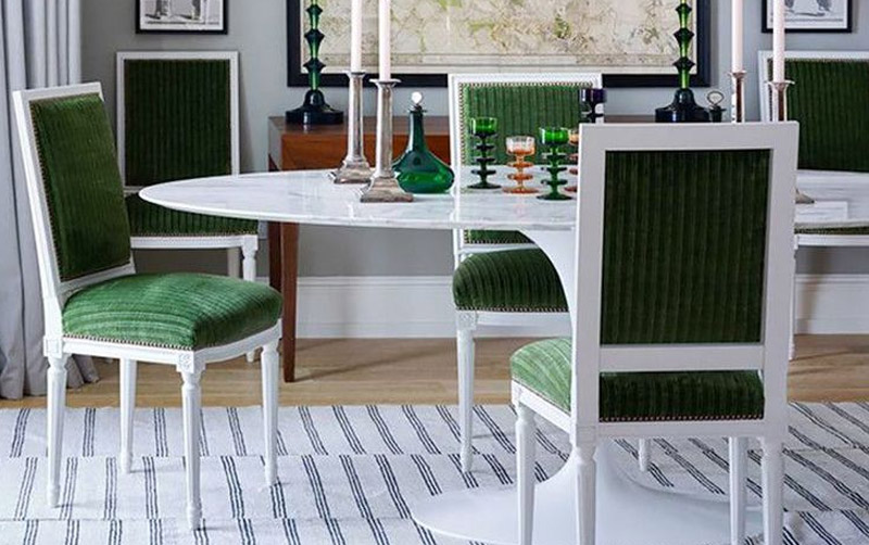 Green And Neutral Dining Room