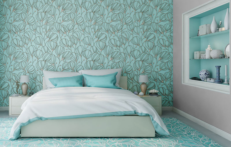 Green And Grey Colour Combination Bedroom Wall