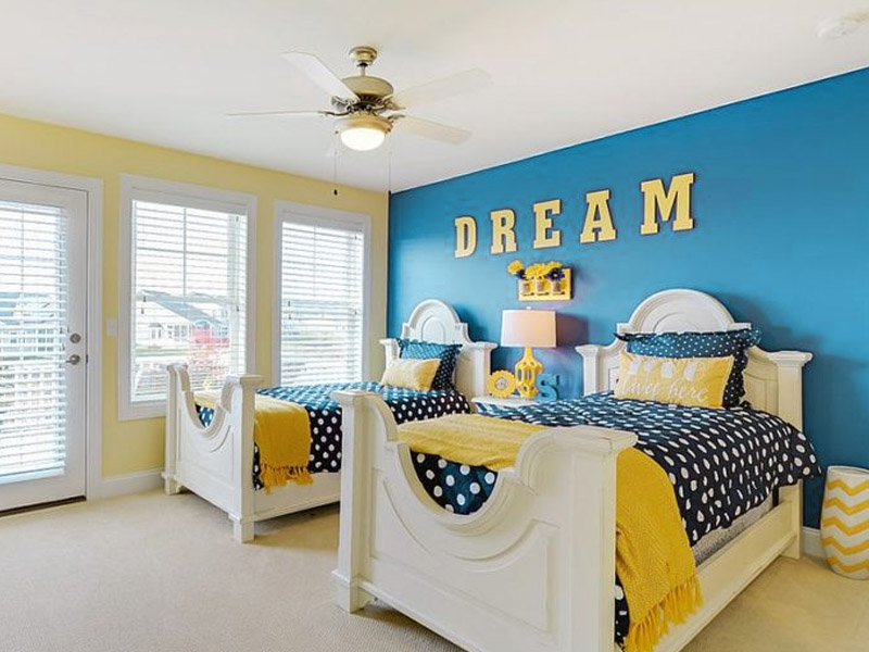 Light Blue And Yellow Bedroom Wall