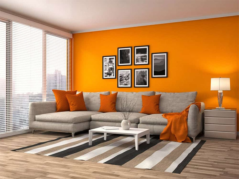 Orange And Grey Living Room