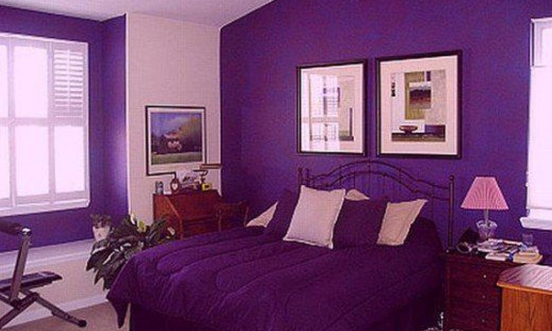 Purple And Pink Combination Wall Paint Bedroom