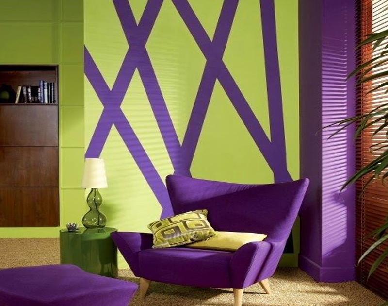 Purple And Green Two Colour Combination For Wall Paint