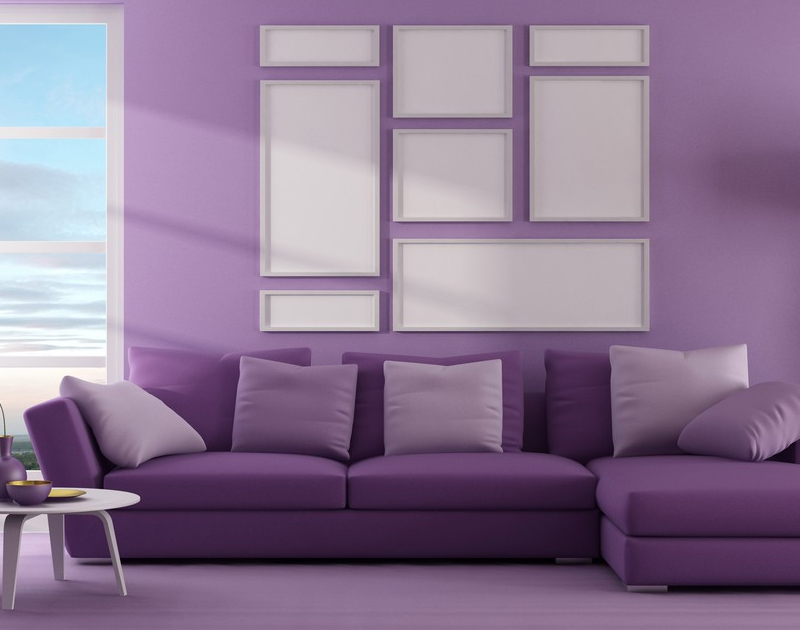Purple And Off White Combination For Living Room Wall