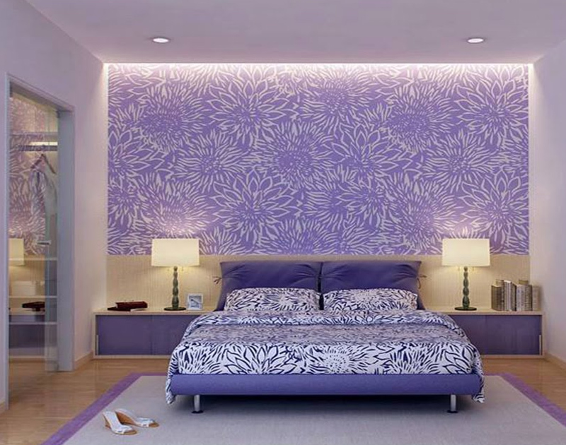 Purple Two Colour Combination For Bedroom Walls | Blowing Ideas