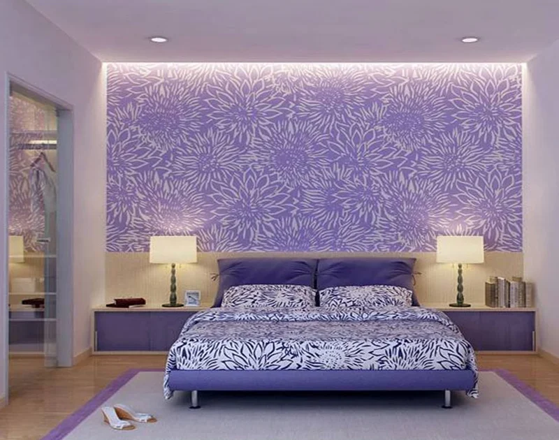 Purple and white colour combination wall paint 
