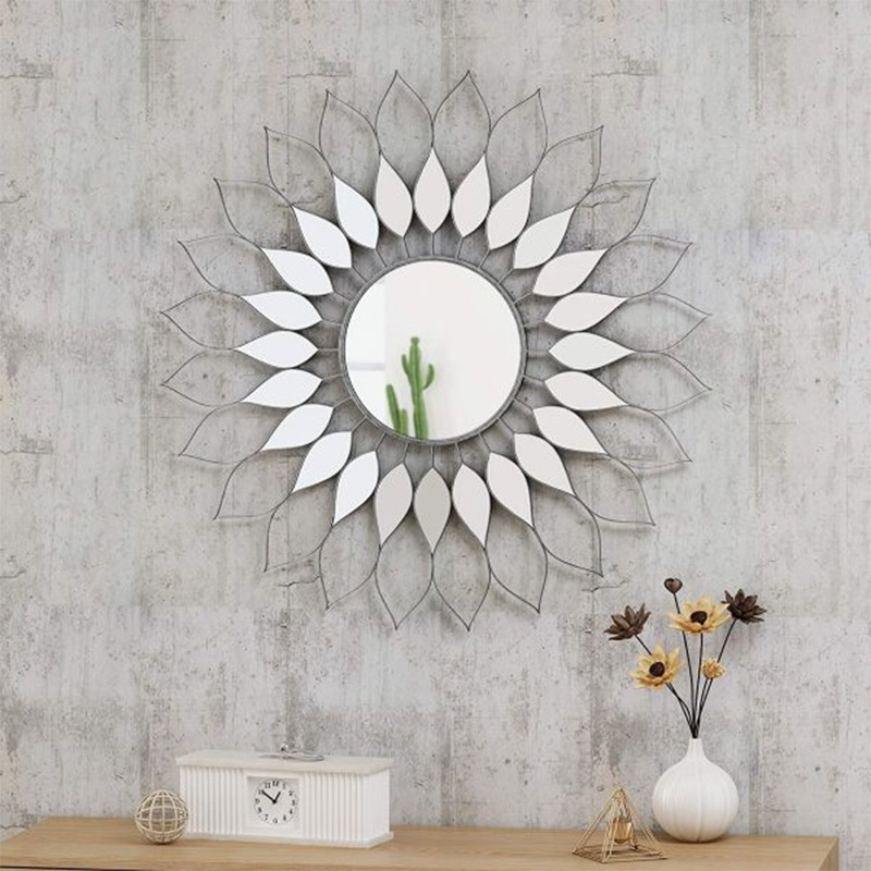 Sunburst Mirror Flower Shaped Metal Wall Decor