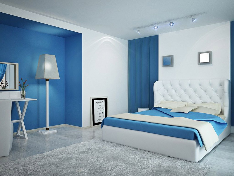 White And Blue Bedroom Wall
