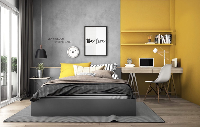 Yellow and Grey Colour Combination For Wall