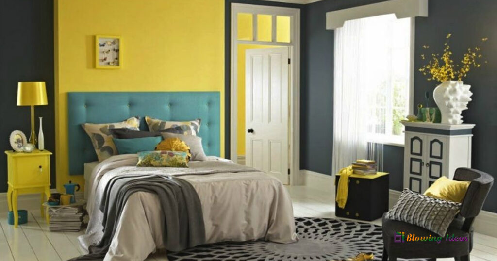 Yellow Two Colour Combination For Bedroom Walls