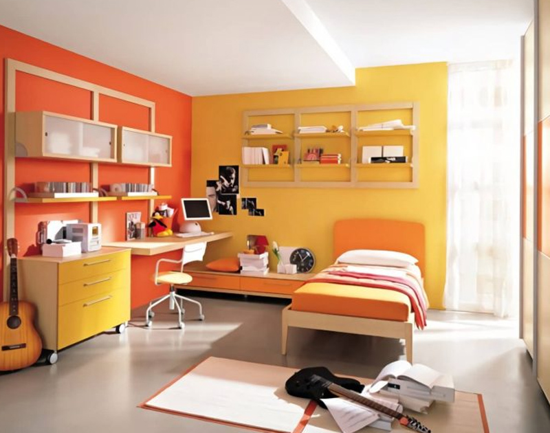 Yellow And Orange Combination For Bedroom