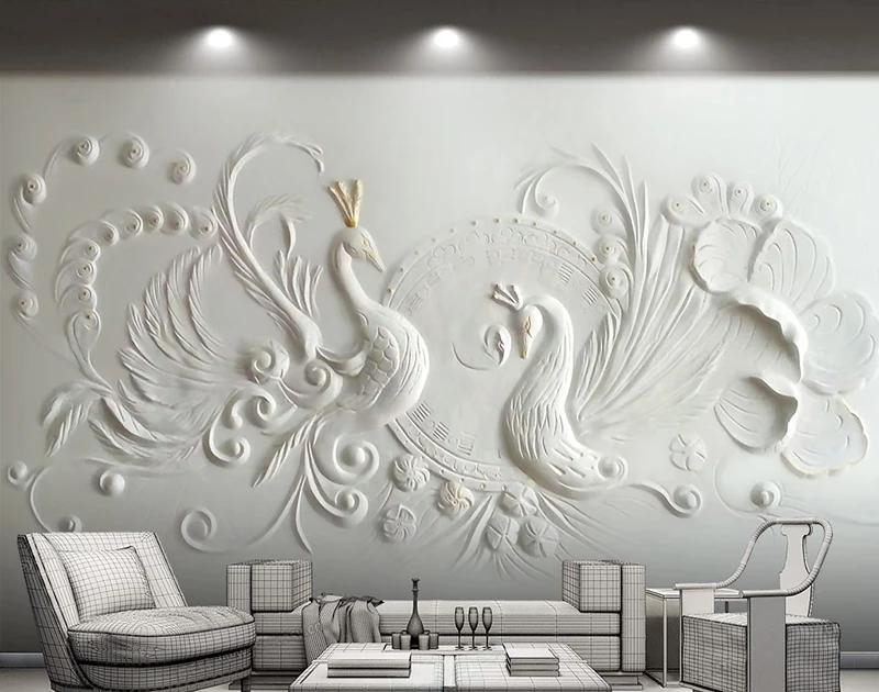Classic white peacock 3D Accent Wall Ideas