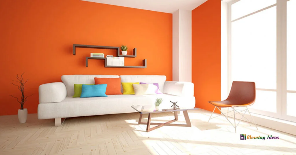 Orange Two Colour Combination For Living Room Walls