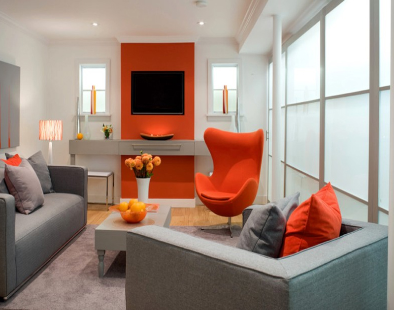 Orange And White Combination For Living Room Walls