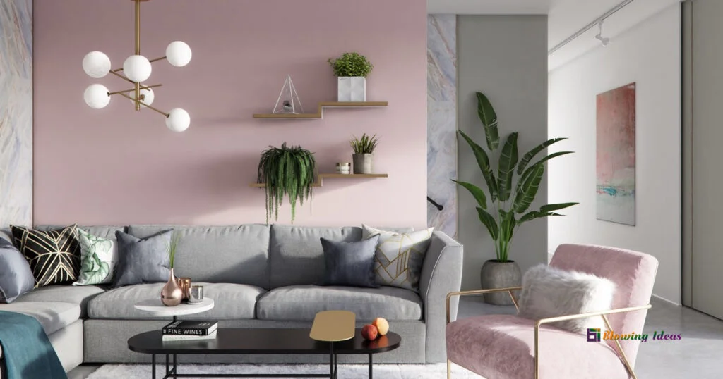 Pink Two Colour Combination For Living Room Walls