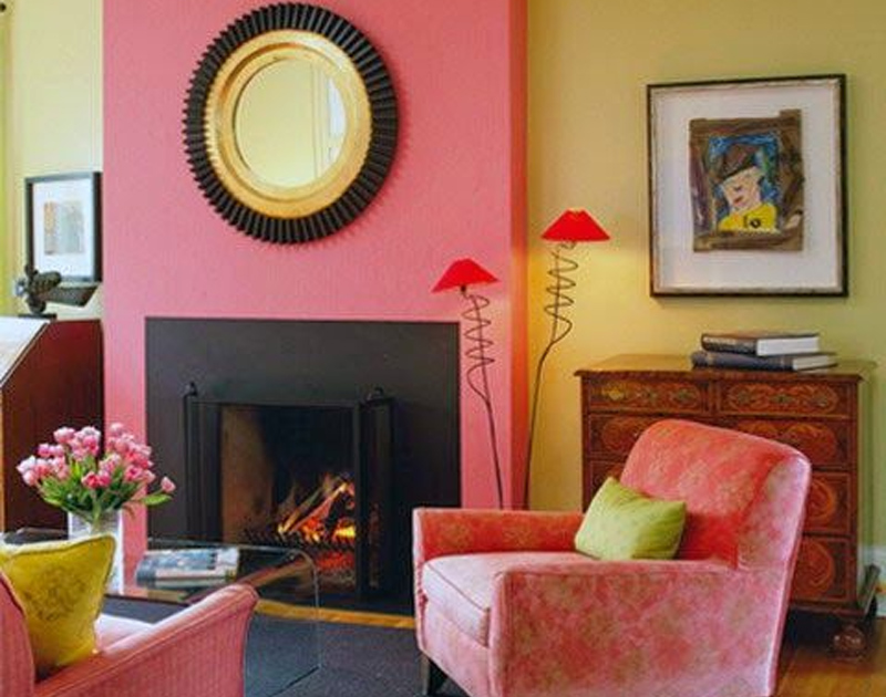 Pink And Lime Green Colour Combination For Living Room