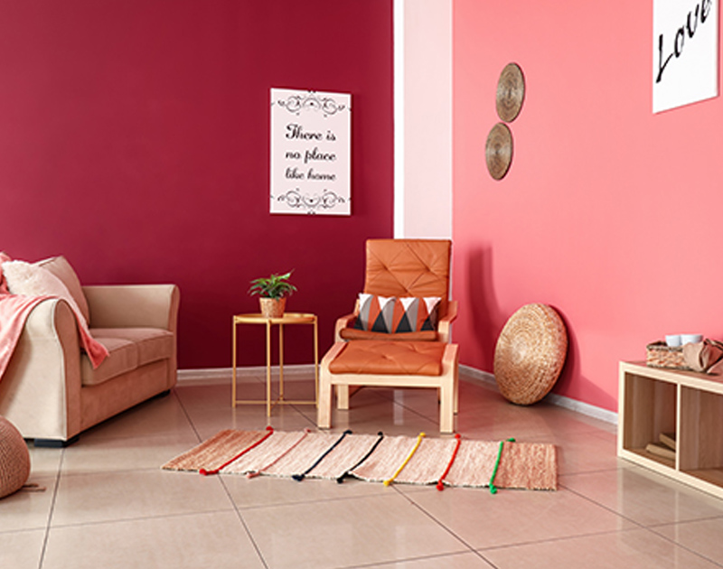Pink And Red Colour Combination For Living Room
