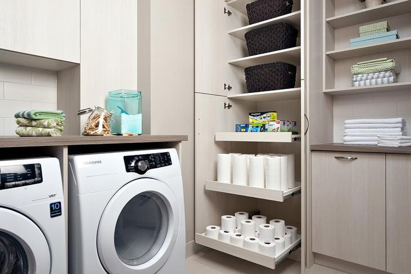 Pull Out Storage Shelf In The Laundry