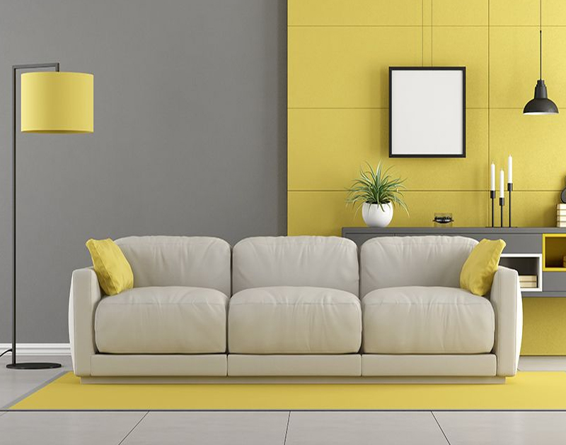 Yellow And Grey Colour Combination For Living Room