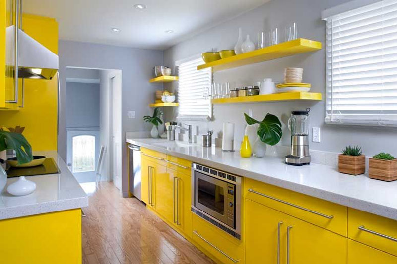 Yellow And White Combination For Kitchen