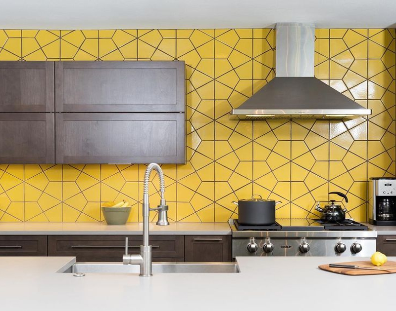 Yellow Glass Tiles For Kitchen Backsplash