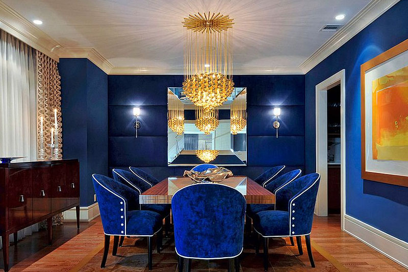 Blue And White Combination Dining Room