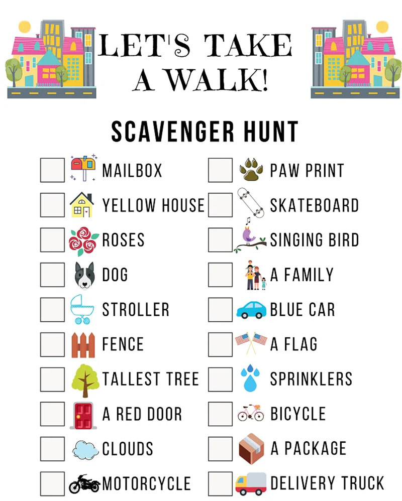 Sensory Scavenger Hunt Fun things to do outside by yourself as a kid