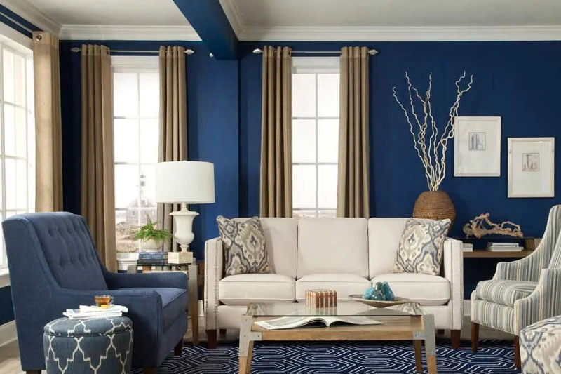 Navy blue decor for living