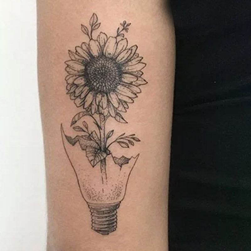 Sunflower Tattoo White And Black