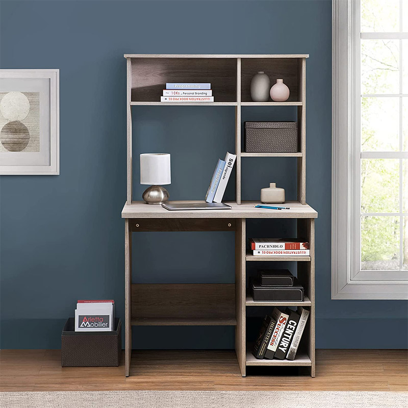 Sturdy Home Office Writing Study Table with Bookshelf Design