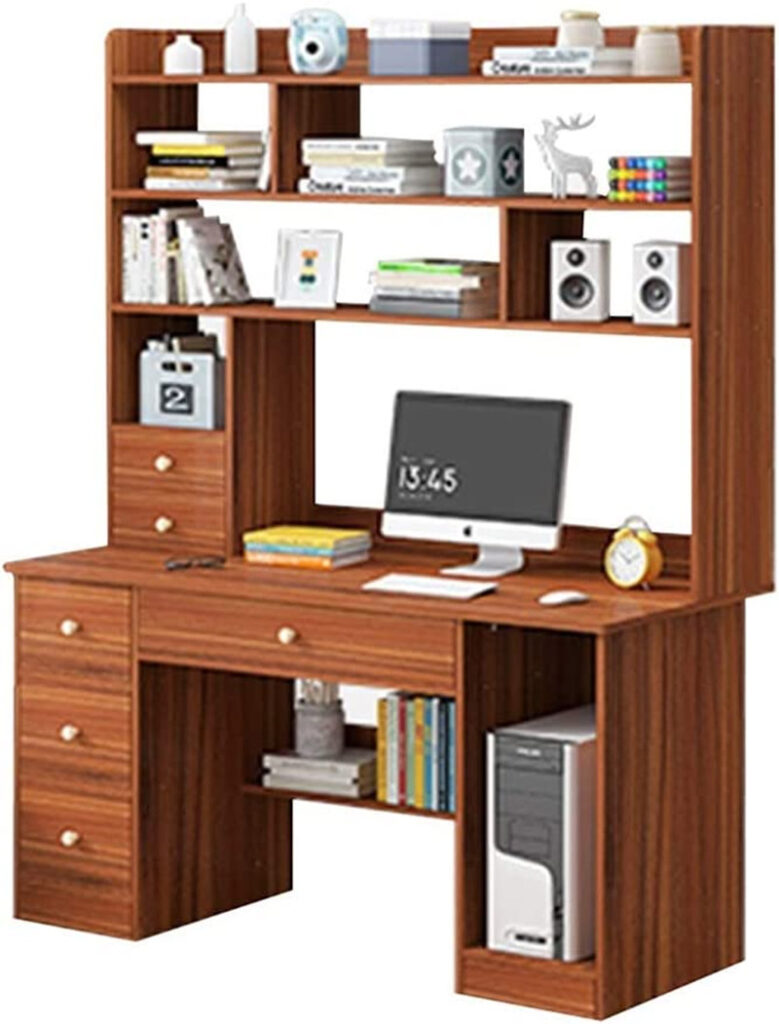 TOE Computer Desk with Shelves Home Office Desk 47.2 inch