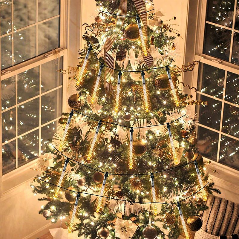 Dazzle Bright Christmas Tree Lights, 360 LED 4 Inch 18 Tubes Waterproof Meteor Shower Rain Lights