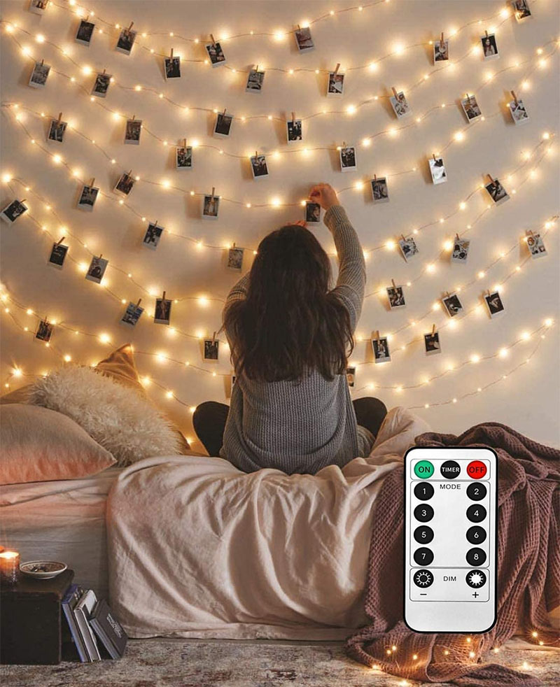 Liyuanq 40 Led Photo Clip String Lights With Remote