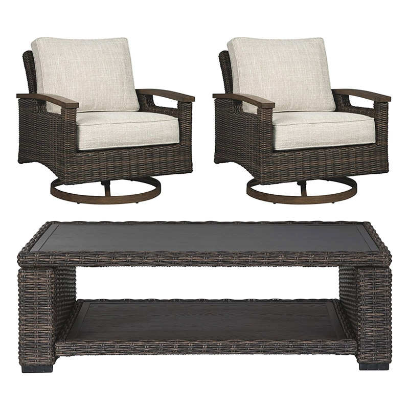 Outdoor Swivel Upholstered Lounge Chair Set