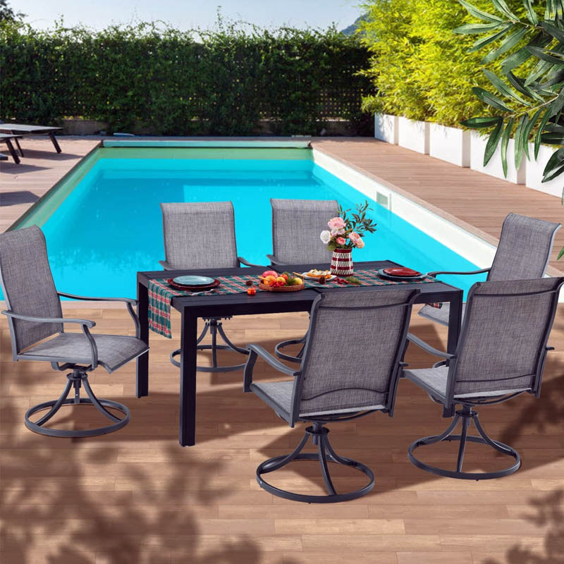 VICLLAX Patio Swivel Dining Chairs Set