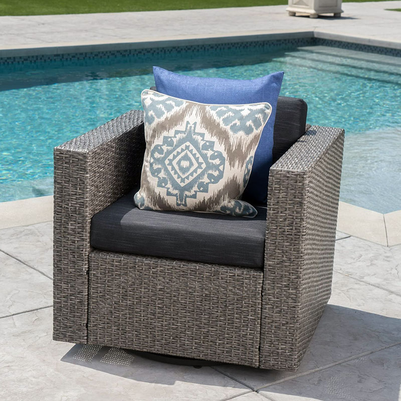 Venice Outdoor Dark Brown Wicker Swivel Club Chair