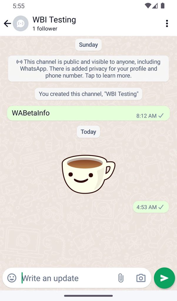 WhatsApp stickers in channels