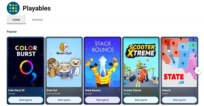 YouTube Playables