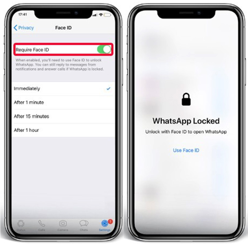 Lock WhatsApp with Face ID