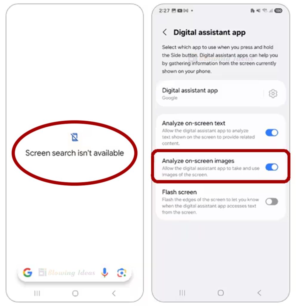 Screen Search isn't available on Samsung S25